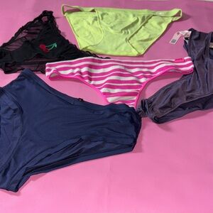 Assorted Women's Panties Set - Black, Green, Pink, Blue